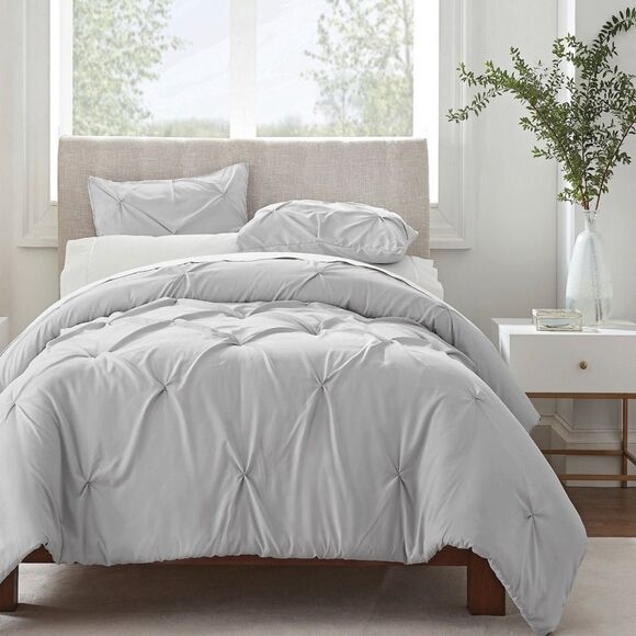 Serta - Simply Clean Antimicrobial Pleated Full and Queen Duvet Set,3 Piece - Picture 2 of 9
